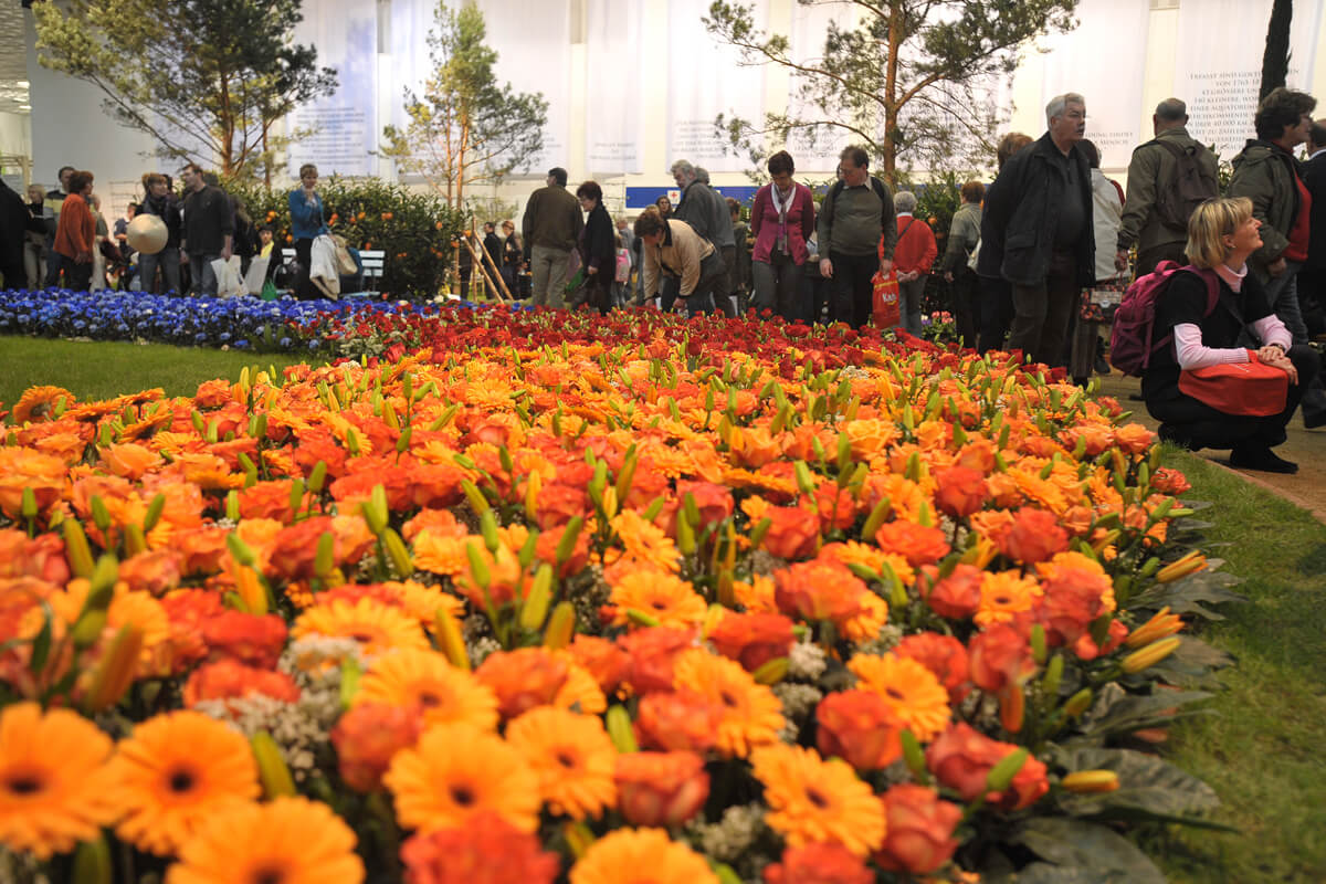 Farbenprächtiger Publikumsmagnet - die Blumenhalle